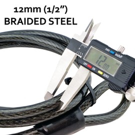 Lumintrail 12mm (1/2 inch) Heavy-Duty Security Cable, Vinyl Coated Braided Steel with Sealed Looped Ends (4', 7', 10', 15', 20', 25' or 30') (10-FT)