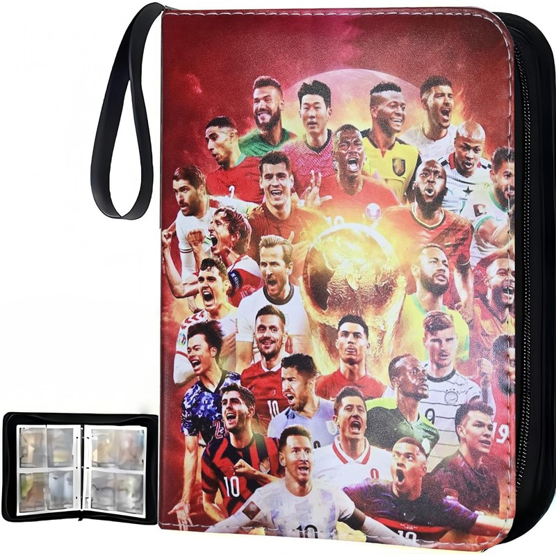 Football Trading Card Album, 400 Card Capacity, 50 Pages, Zip