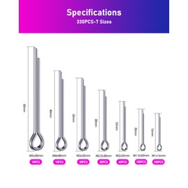 ANVINKU 330PCS Cotter Pins Assorted, 304 Stainless Steel Split Pins, 7 Sizes Cotter Pin Assortment Kit for Automotive, Mechanics, Marine Repair