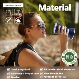 Botella de Agua Plegable de Silicona Con Mosquetón,2PCS Botellas de Agua Blandas con Válvula a Prueba de Fugas,de Silicona Portátil Sin BPA,para Gimnasio Correr Andar Bicicleta Acampar