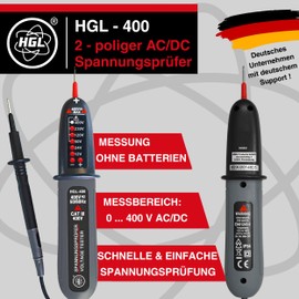 HGL -400 Voltage Tester Double Pole 400 V AC/DC with LED Display, Phase Tester, IP54 Splashproof