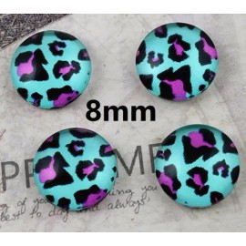 Unbranded 10 pcs Circle Leopard Glass Round Dome Seals Tiles Cabochons – 8mm – Mint
