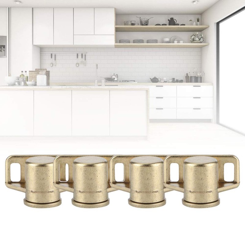 FASJ Door Catch, 4Pcs Door Stopper, Magnetic Bathroom for Kitchen(Gold)