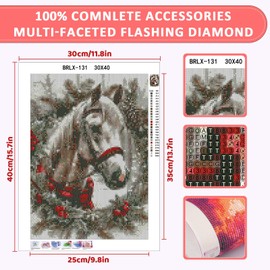 Skyboda Horse Diamond Art Kits for Adults Beginners, Christmas Diamond Painting Kits for Adults,5D Full Drill DIY Diamond Dot Gem Art Kit Wall Home Decor Arts Craft 12x16 inch