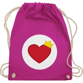 Turnbeutel Rucksack - Glücksbär Herz Krone König Liebe Valentinstags Geschenk - Unisize - Fuchsia - tasche karneval fasching beutel karnevalsbeutel faschings taschen karnevalstasche - WM110