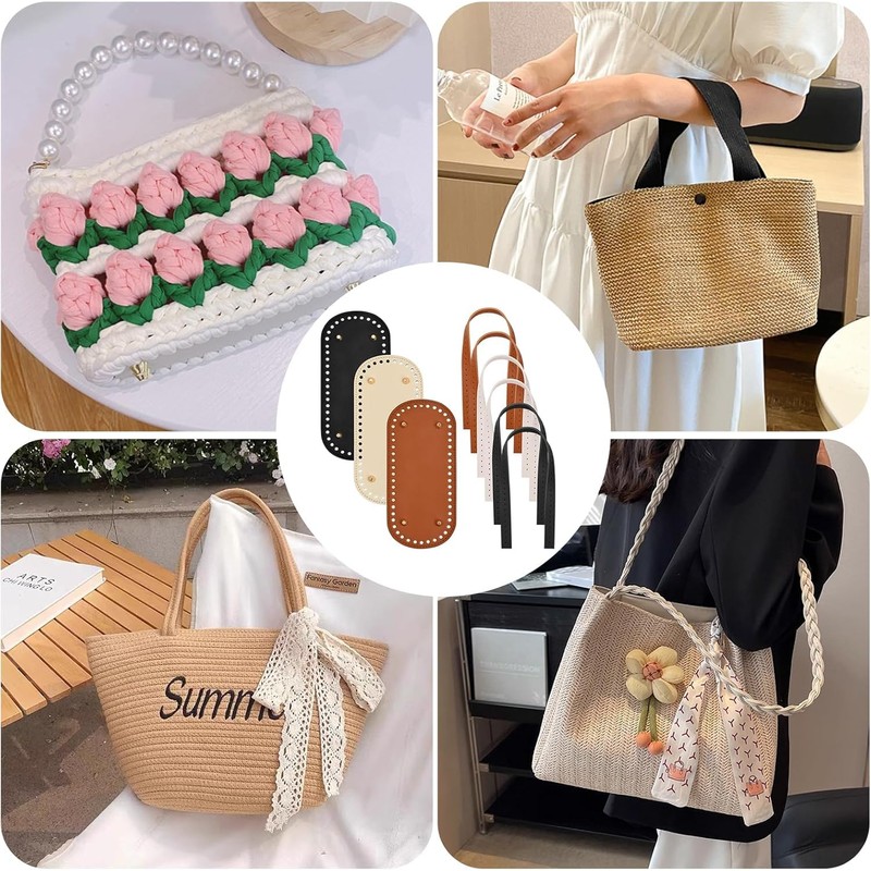 Novocloud 3 Pcs PU Leather Bag Bases with 6 Pcs