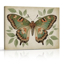Vintage Butterfly Gifts Butterfly Decorations Garden Farmhouse Living Room Home Bedroom Bathroom Wall Decor Canvas Wall Art Artwork for Walls Paintings Pictures Framed Art Prints 14.96X11.42 Inch