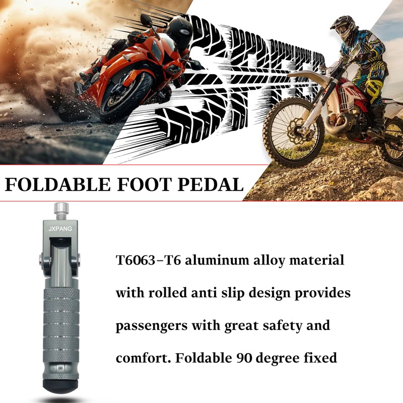 JXPANG Universal Motorcycle Bicycle Folding Passenger Foot Pegs M8 Rearsets