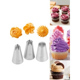 1M 2D 9FT Large Frosting Tips Set – Creat Stunning Swirls, Flowers & Stars for Cakes & Cupcakes, 3 Pcs Churros Piping Tips Set