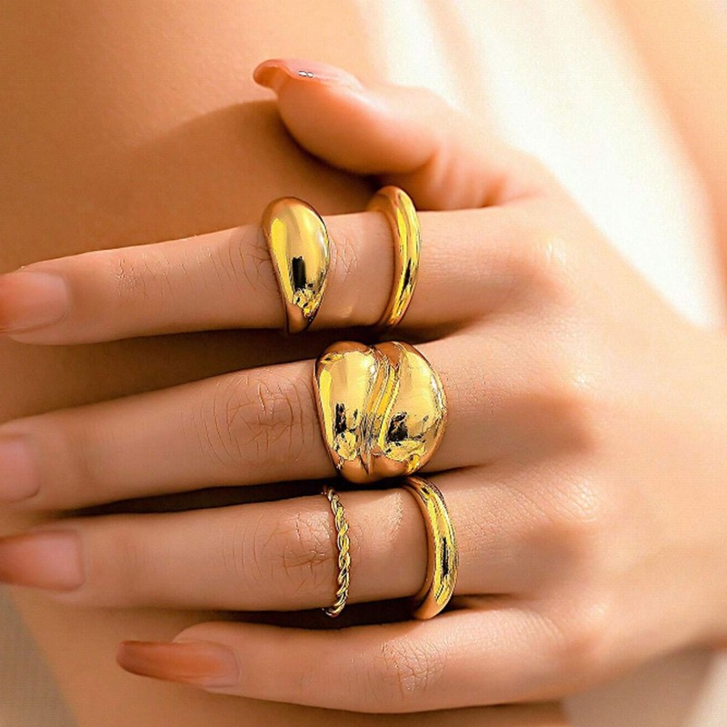 Chunky Gold Rings for Women Non Tarnish Stackable Rings Set