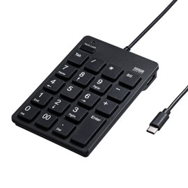 Sanwa Supply NT-18CUHBK USB Numeric Keypad (with Type-C Connector and USB 2.0 Hub)