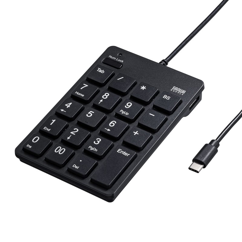 Sanwa Supply NT-18CUHBK USB Numeric Keypad (with Type-C Connector and