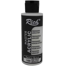 Rich Master Acrylic Paint, 120 ml, High-Quality, Odourless, Water-Based Acrylic Paint with High Coverage, Quick Drying and Ideal for Artists, Hobby Projects and Decorations, White