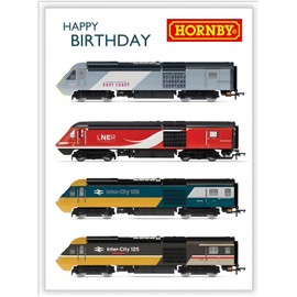 Male Birthday Card for Him - General Card for Men/Boys - Hornby Railway Design - The Princess Royal Class Steam Locomotive - Made in the UK - Eco-Friendly (Red, White)