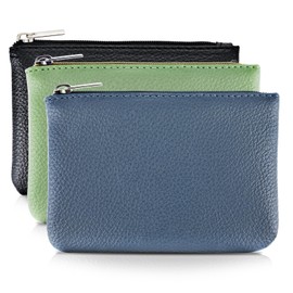 simarro Pack of 3 Women's Mini Purse, Leather Mini Purse, Small and Short Format, Wallet, Coin Purse, PU Purse, Coin Purse, Wallet for Women and Children, Black Blue Green, Minimalist