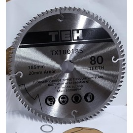 TCT Circular Saw Blade 185mm x 80T x 20mm Bore (16mm ring) also fits Evolution Bosch Makita etc 184mm (80 Teeth)