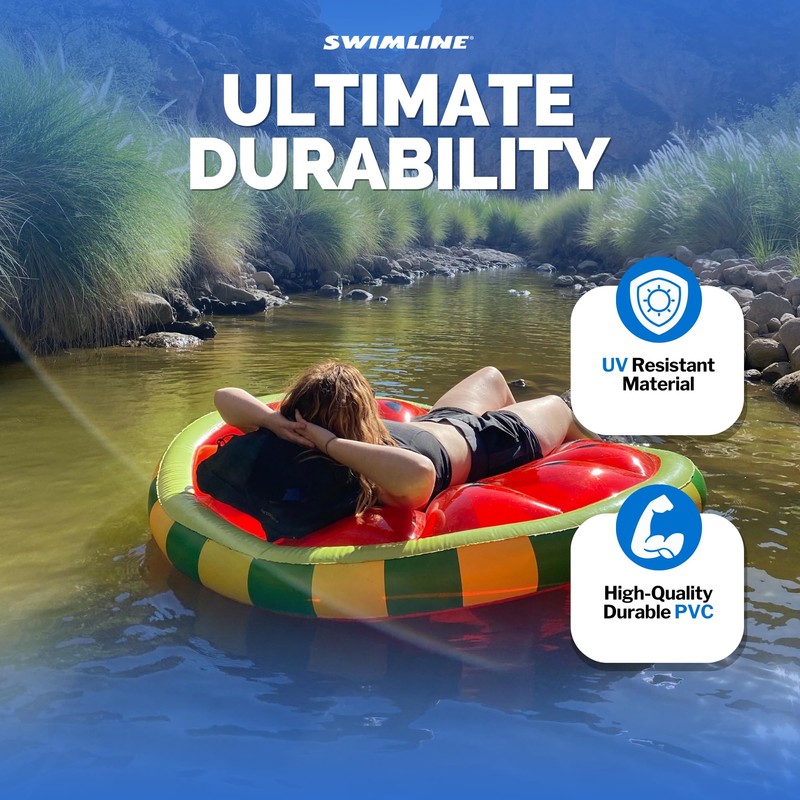 Swimline Watermelon Slice Floating Pool Island Red/Green 60'' Diameter