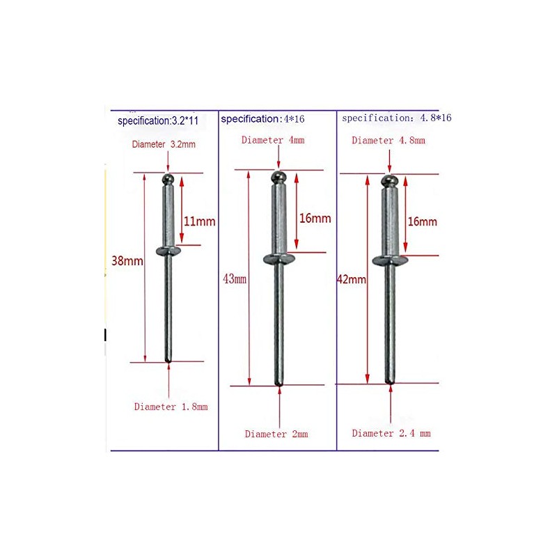 BE-TOOL Rivets, Aluminium Pop Rivets Large Flange, Open-End Dome Head