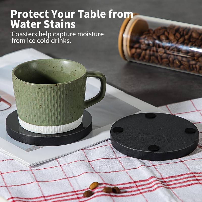 LiWiBet Black Marble Coasters for Drinks Set of 2, Stone