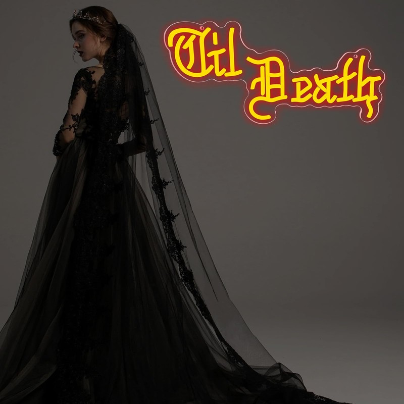 Cheexiann Til Death Neon Sign Gothic Red LED Neon Light