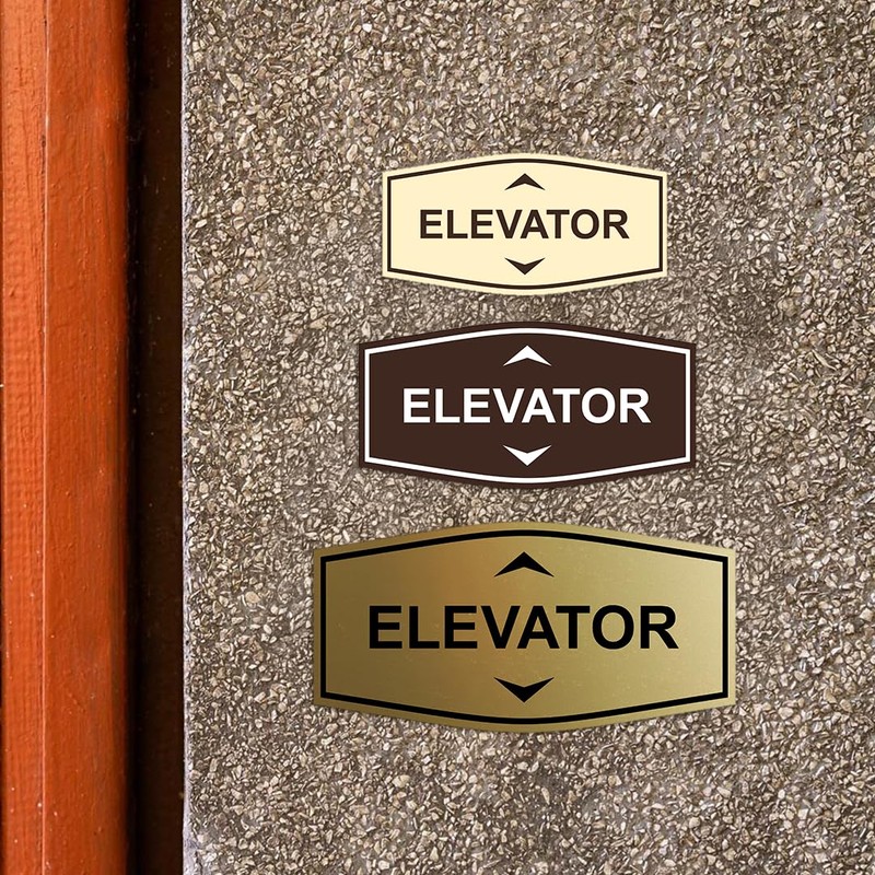 Fancy Elevator Up & Down Arrows Sign (Brushed Gold) -