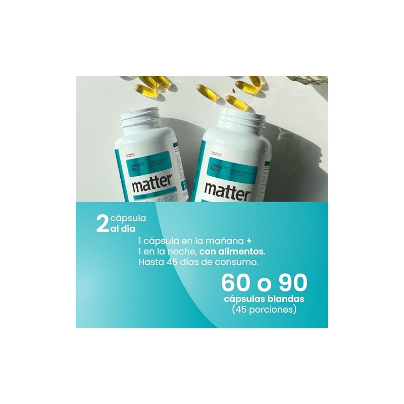 Matter Complete OMG-3, Aceite de Pescado con Omega 3 MaxSimil,