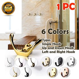 SEIWEI Matte Black Up and Down Hook Coat Hooks Wall Mounted - Heavy Duty Metal Prong Robe Hanger Rustproof Wall Hooks for Towel Hat Key Bag on Bathroom, Kitchen, Livingroom