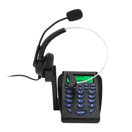 ASHATA Mini FSK/DTMF Business Teléfono Fijo,Centro de Llamadas Teléfono con Auriculares Manos Libres,Call Center Teléfono con Cable Retroiluminación para Oficina,Contestar Automática/Manual