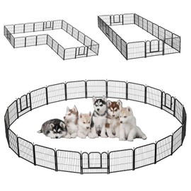 GDKASRNY Dog Playpen Portable Exercise Fence Heavy Duty Metal Pet Playpen Indoor Outdoor Pet Playpen for Small Medium Large Dogs - RV Camping Pen（Jet Black） (24 Panels, 24 inch)