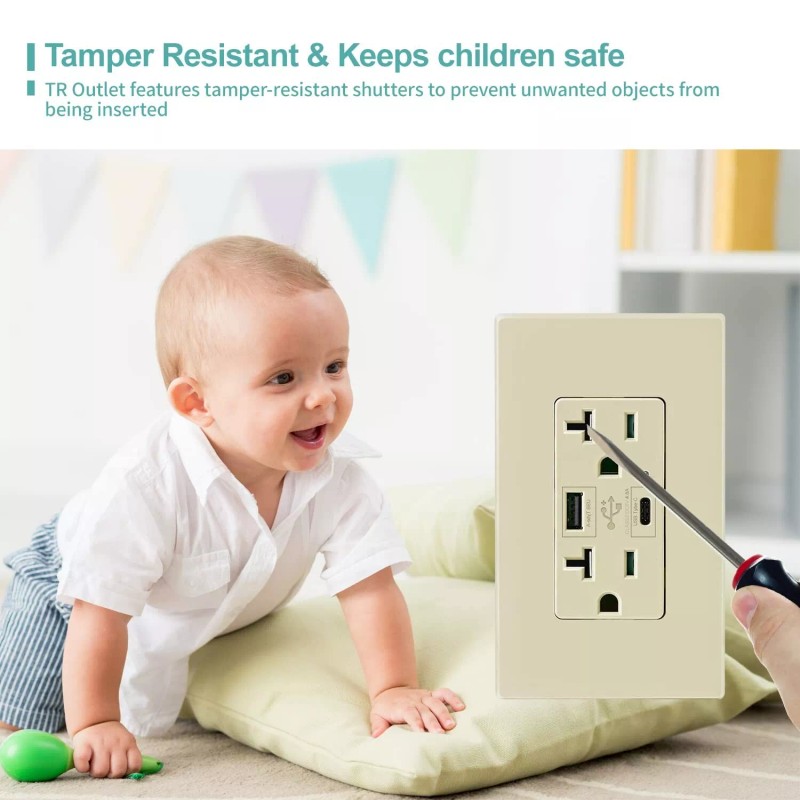 Smart-us Smart Fast 4.8A USB Type C Wall Outlet 20