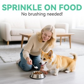 Dog Teeth Cleaning Powder,Brush Free Natural Pet Dental Powder,Bad Breath & Tartar & Plaque Off Remover with Probiotics,Vet Formulated Gentle Dog Breath Freshener for Small,Medium,Large Advanced Dogs