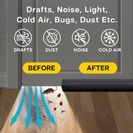 Comfyanno Comfyanno Under Door Draft Stopper - Bottom Door Gap Filler & Seal - Fits 30 to 36 Door - Windproof Coating Cover - Block Noise, Sound, Cold Air, Light, Wind - Easy Install Draft Blocker - Black