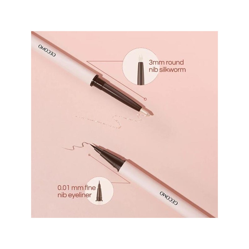 GECOMO 더블 엔드 거짓말 누에 펜슬 아이라이너 메이크업 쉬머 01mm