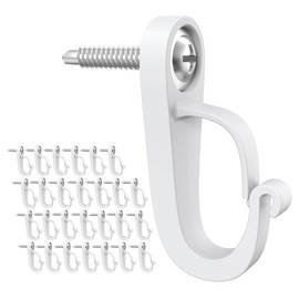 XZUHYE (28-Pack) Q-Hanger Hooks, Screws-in Hooks for Outdoor String Lights and Garage New Year Party or Other Indoor Outdoor Hanging Decorations for House, Safety Buckle Design, Easy Release (White)