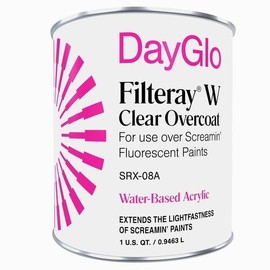 DayGlo Fluorescent Water-Based SRX Series Brushing Latex Paint, high visibility for interiors, arts and crafts, safety applications (Quart, Filteray, SRX-08A)