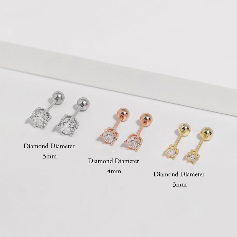 Meissa Geburtsstein-Ohrringe für Damen und Mädchen, Schraubverschluss-Diamant-Ohrringe 925 Sterling Silber