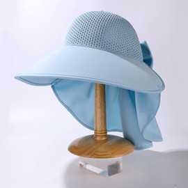 HUAMULAN Wide Brim Sun Visor Hats for Women Men Ponytail Summer Beach Fishing Hat with Neck Flap UV Protection Packable Cap