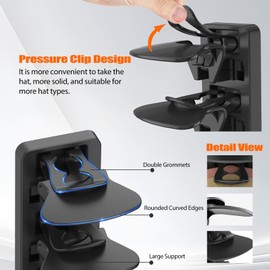 HeQe Hat Organizer for Baseball Caps Hold Up to 40 Hats, 2 Pack Hat Rack for Wall, Strong Adhesive Hat Storage Display Holder for Closet Door and Wall (Black)