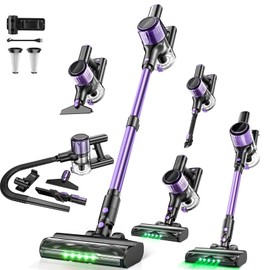 Cordless Vacuum Cleaner, 10-in-1 Vacuum Cleaners for Home with 28.75 In Hose, LED Display, 3 Suction Modes, Anti-Tangle Brush, Lightweight Stick Vacuums for Carpet, Pet Hair, Hardwood Floors, Dryer