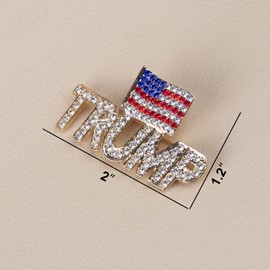 x xotic tech 2Pack Crystal Trump Brooch Pin+American Flag Lapel Pin Gold Plated Enamel Souvenir Patriotic Waving United States Country Badge for Coats, Jackets and Lanyards 2024 Presidential Election
