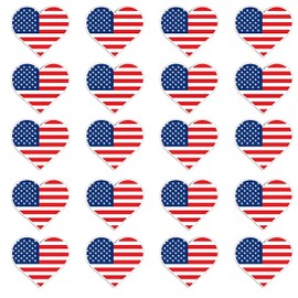 Set of 20 Pcs of Miniature American Flag Heart Stickers – Perfect for Patriotic Crafts, DIY Projects, Party Decorations, Scrapbooking, and Celebrating National Holidays in Heart