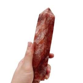 XMHOME Red Hematoid Crystal Point Wand Hexagonal Quartz Tower 1.0-1.5Lbs for Home Decor Chakra Meditation