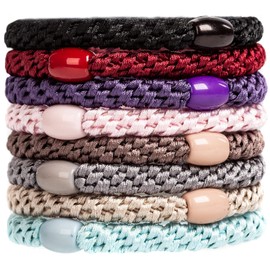 8 piezas de bandas elásticas para el cabello para mujeres y niñas, bandas de algodón tejidas suaves para cabello grueso y rizado, colores mezclados 5