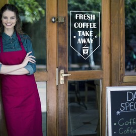 Fresh Coffee Takeaway Window Sticker, Cafe Wall Art Sign, Vinyl Decal, Vintage Graphics, Shop Plaque