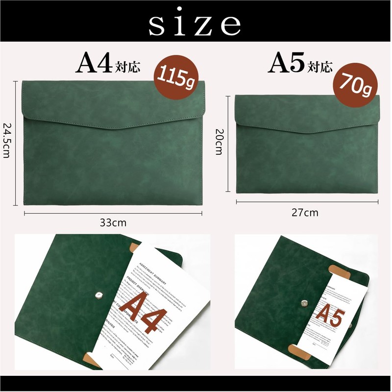 KASSAI PU Leather Document Case Large Capacity Magnetic Closure Inspected