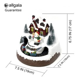 allgala Crafted Polyresin Christmas House Collectable Figurine with USB and Battery Dual Power Source-Train Under Snowman-XH93425