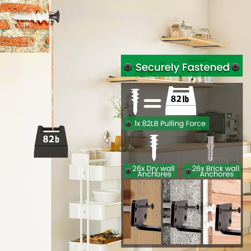 CONNOO 6 Pack Heavy Duty Thick Shelf L Brackets, 8