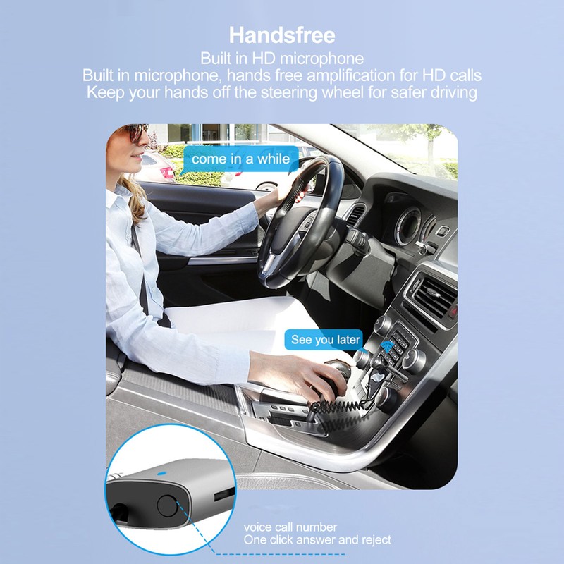 Bluetooth 5.1 Aux Adapter Built in Mic Hands Free Call