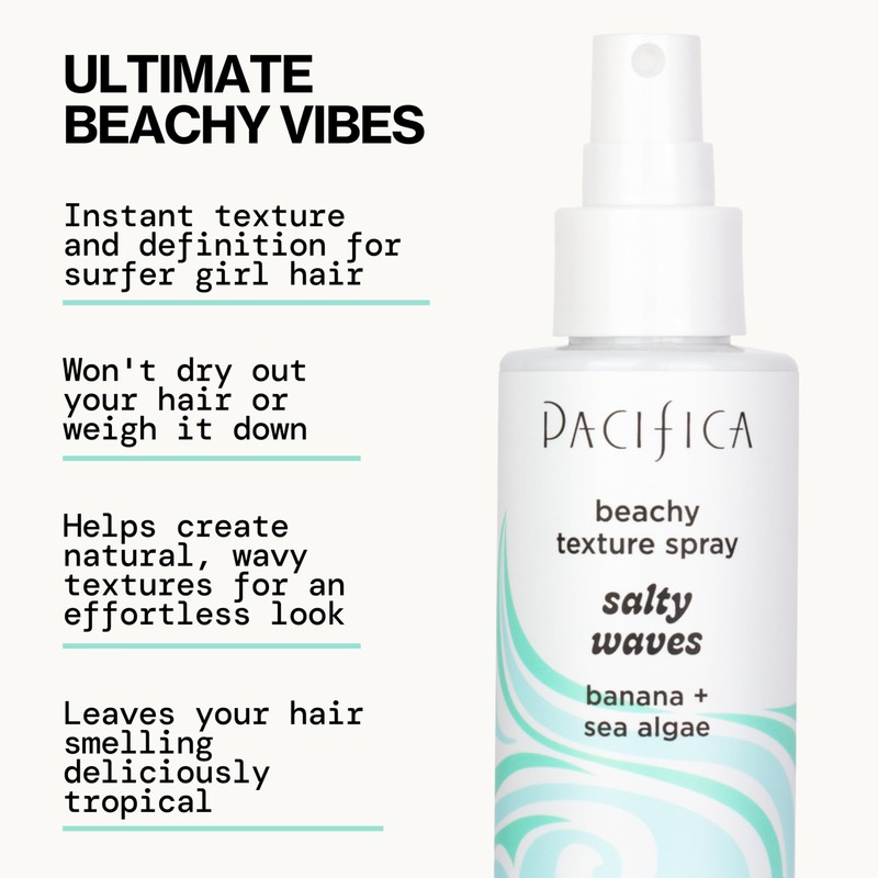 Pacifica Salty Waves Sea Salt Texturizing Spray, Coconut Scent 4oz