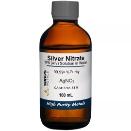 Sirius Metals Silver Nitrate Solution (CAS# 7761-88-8) - 10.0% as 99.99+% Pure AgNO3 - 100 mL